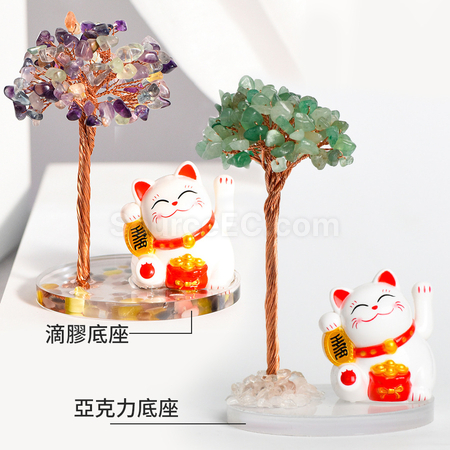 禮品訂造招財貓水晶樹紀念品