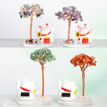 禮品訂造招財貓水晶樹紀念品