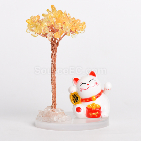 禮品訂造招財貓水晶樹紀念品