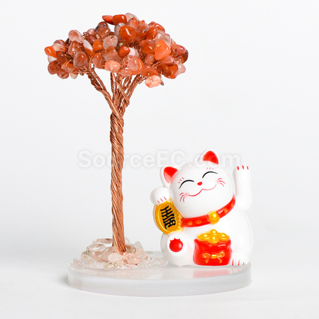 禮品訂造招財貓水晶樹紀念品