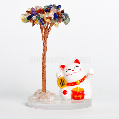 禮品訂造招財貓水晶樹紀念品