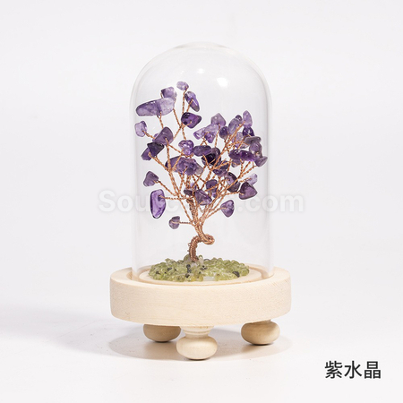 禮品訂造玻璃罩水晶樹紀念品