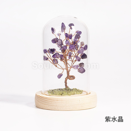 禮品訂造玻璃罩水晶樹紀念品