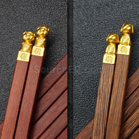 禮品訂造12生肖中國紅木筷子紀念品