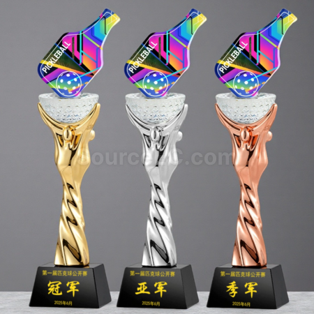 禮品訂造匹克球金屬獎座紀念品