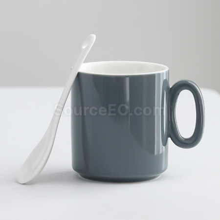 禮品訂造數字手柄陶瓷杯紀念品