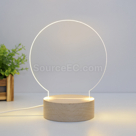禮品訂造3d小夜燈記事板實木led臺燈紀念品