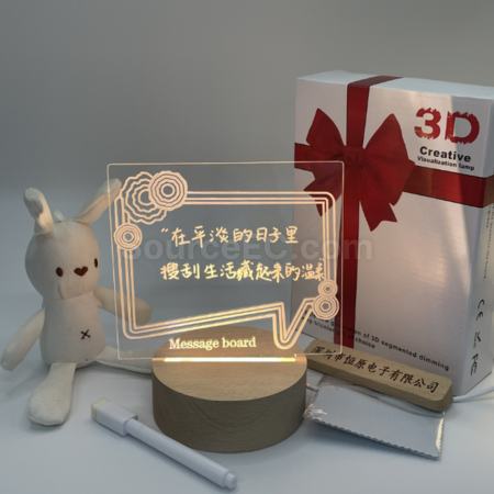 禮品訂造3d小夜燈記事板實木led臺燈紀念品