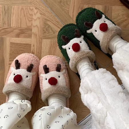禮品訂造聖誕麋鹿棉拖鞋紀念品