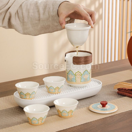 禮品訂造便攜旅行陶瓷茶具套裝紀念品