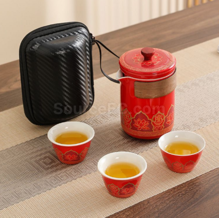 禮品訂造便攜旅行陶瓷茶具套裝紀念品