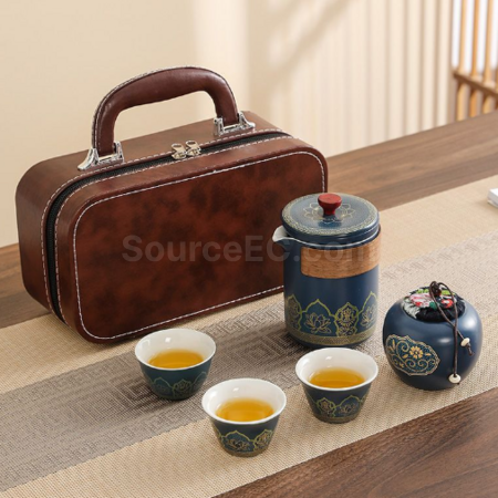 禮品訂造便攜旅行陶瓷茶具套裝紀念品