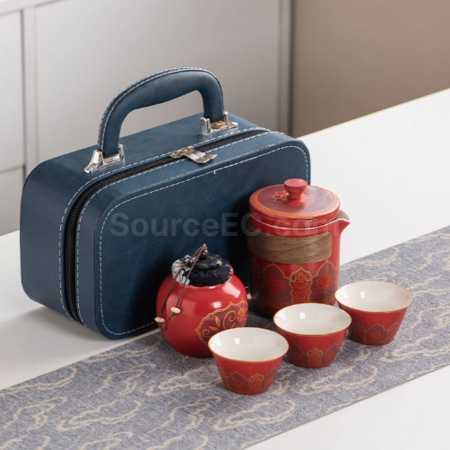 禮品訂造便攜旅行陶瓷茶具套裝紀念品