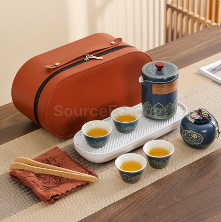 禮品訂造便攜旅行陶瓷茶具套裝紀念品