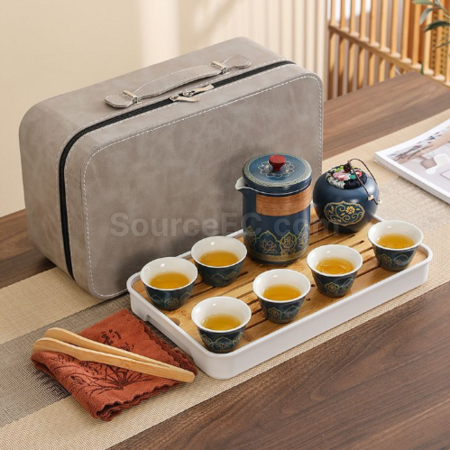 禮品訂造便攜旅行陶瓷茶具套裝紀念品