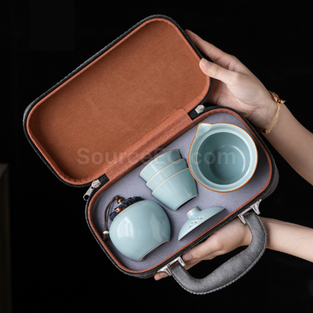 禮品訂造汝窯旅行茶具套裝紀念品