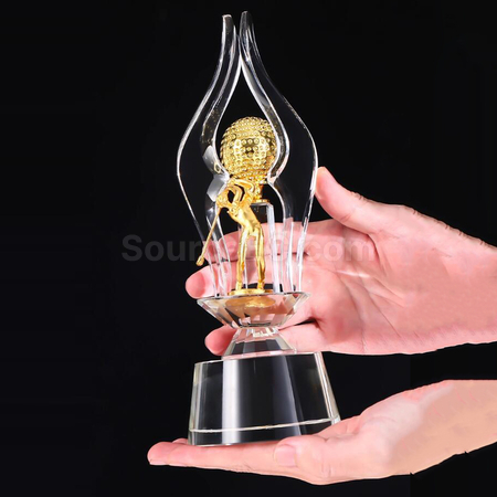 禮品訂造高爾夫球水晶獎座紀念品