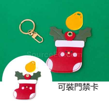禮品訂造聖誕皮革鑰匙扣門禁卡掛件紀念品