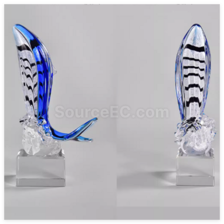 禮品訂造琉璃鯨魚水晶獎座紀念品