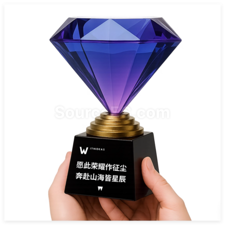 禮品訂造鑽石水晶金屬獎座紀念品