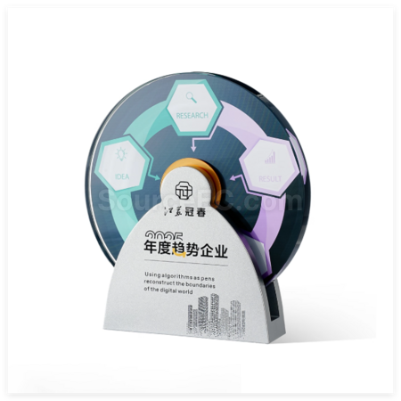 禮品訂造創意金屬旋轉水晶獎座紀念品