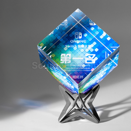 禮品訂造魔方水晶獎座紀念品