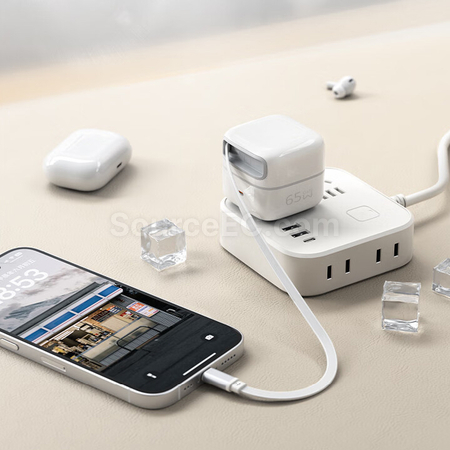 禮品訂造65w氮化鎵伸縮線桌面充電頭紀念品