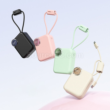 禮品訂造迷你自帶線快充移動電源紀念品