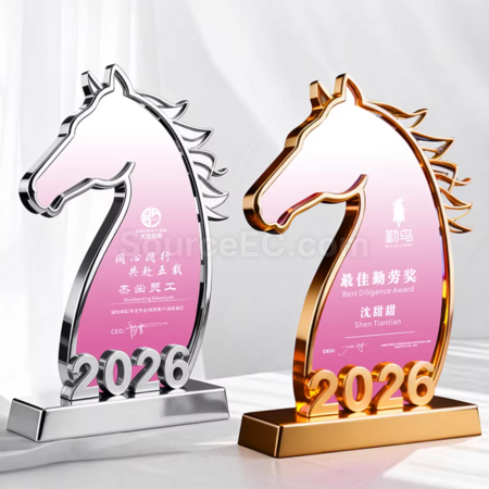 禮品訂造馬年水晶獎座紀念品