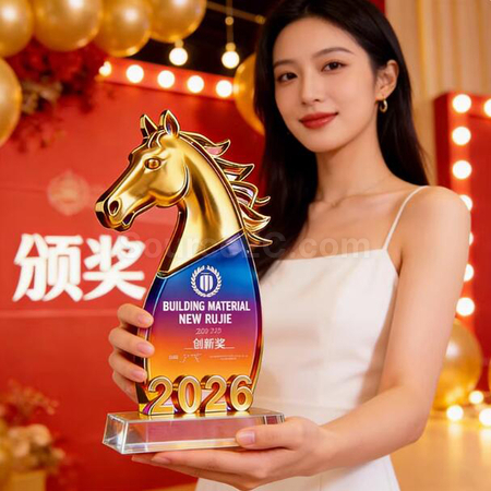 禮品訂造馬年水晶獎座紀念品