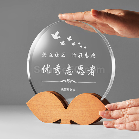 禮品訂造木質水晶座紀念品