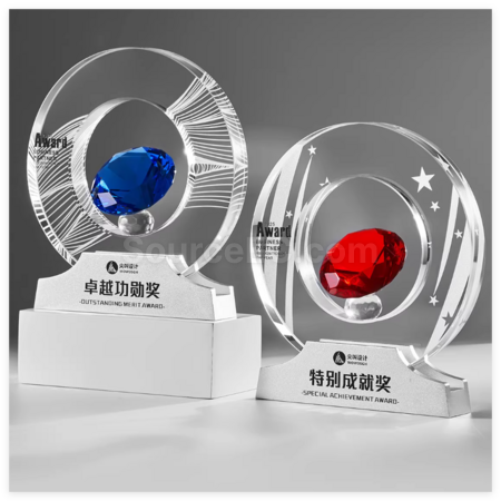 禮品訂造創意鑽石水晶獎座紀念品