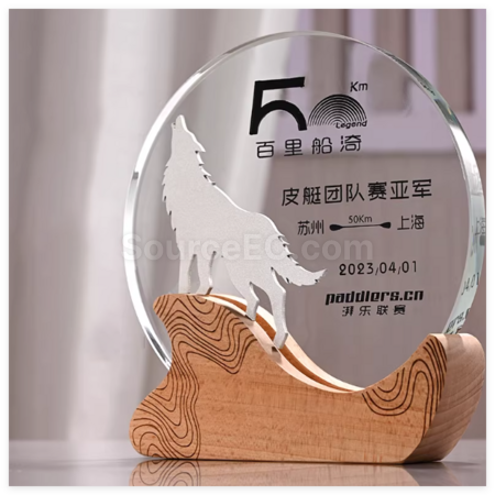 禮品訂造創意實木水晶獎座紀念品