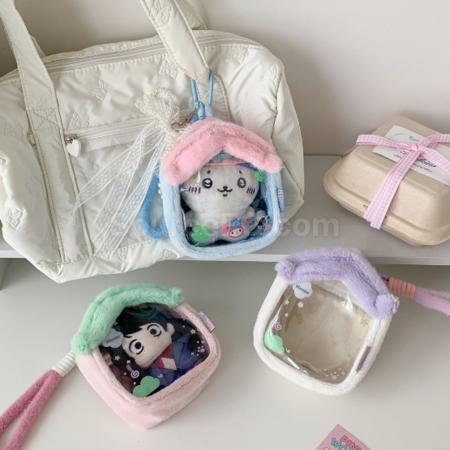 禮品訂造毛絨小房子透明娃包收納包紀念品