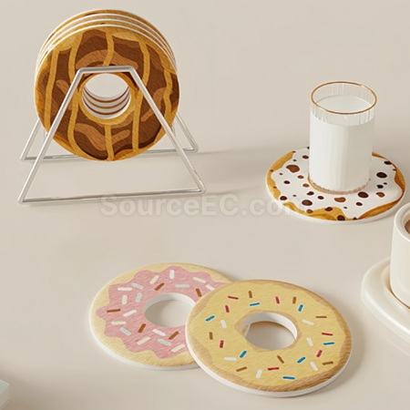 禮品訂造甜甜圈圓形矽藻泥杯墊紀念品
