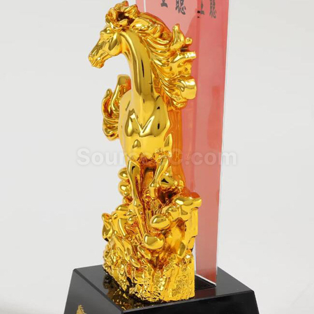 禮品訂造馬年水晶獎座紀念品