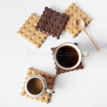 實木餅乾隔熱杯墊