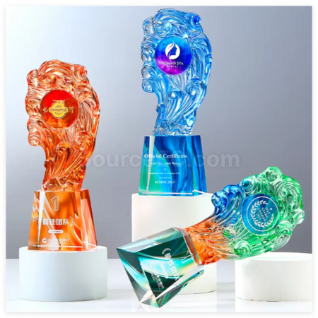禮品訂造創意琉璃水晶獎座紀念品