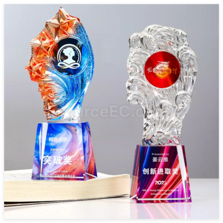 禮品訂造創意琉璃水晶獎座紀念品
