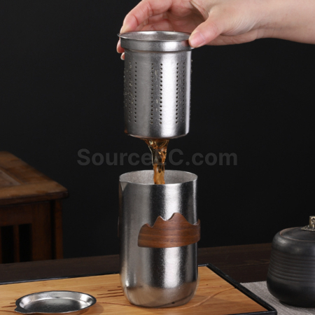 禮品訂造純鈦雙層一壺四杯泡茶套裝紀念品