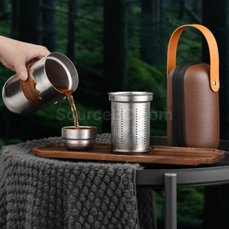 禮品訂造純鈦雙層一壺四杯泡茶套裝紀念品