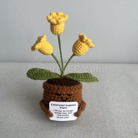 禮品訂造針織花朵植物盆栽紀念品
