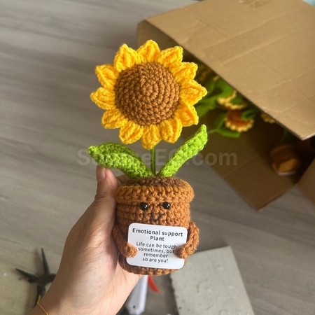 禮品訂造針織花朵植物盆栽紀念品