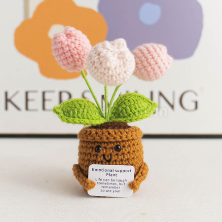 禮品訂造針織花朵植物盆栽紀念品