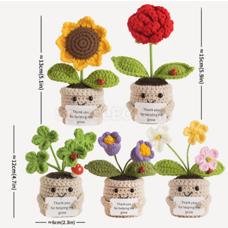 禮品訂造針織花朵植物盆栽紀念品
