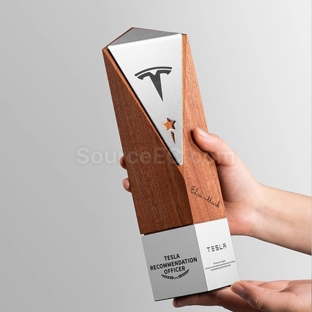 禮品訂造折邊實木獎座紀念品