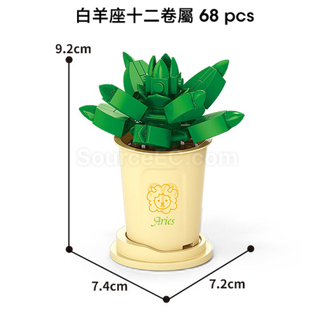 禮品訂造咖啡杯植物系列積木-12星座多肉植物系列紀念品