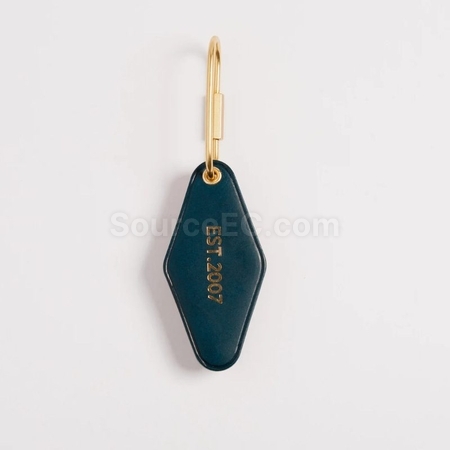 禮品訂造雙面菱形PU皮革黃銅鑰匙扣紀念品