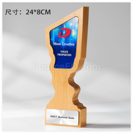 禮品訂造創意木質水晶獎座紀念品