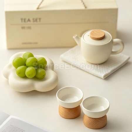 奶油風功夫茶具禮盒組
